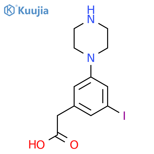 2-3-iodo-5-(piperazin-1-yl)phenylacetic acid structure