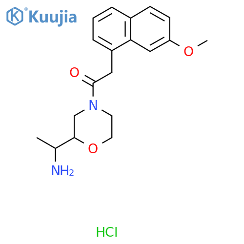1-2-(1-aminoethyl)morpholin-4-yl-2-(7-methoxynaphthalen-1-yl)ethan-1-one hydrochloride structure