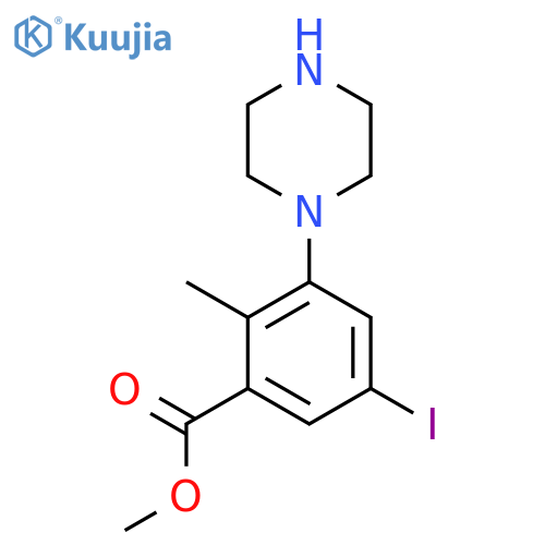 Methyl 5-iodo-2-methyl-3-(piperazin-1-yl)benzoate structure