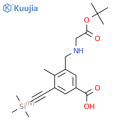 3-({[2-(Tert-butoxy)-2-oxoethyl]amino}methyl)-4-methyl-5-[2-(trimethylsilyl)ethynyl]benzoic acid structure