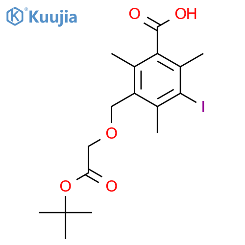 3-{2-(tert-butoxy)-2-oxoethoxymethyl}-5-iodo-2,4,6-trimethylbenzoic acid structure