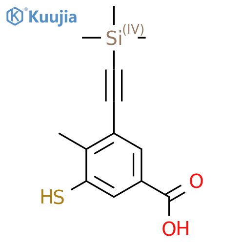 4-methyl-3-sulfanyl-5-2-(trimethylsilyl)ethynylbenzoic acid structure