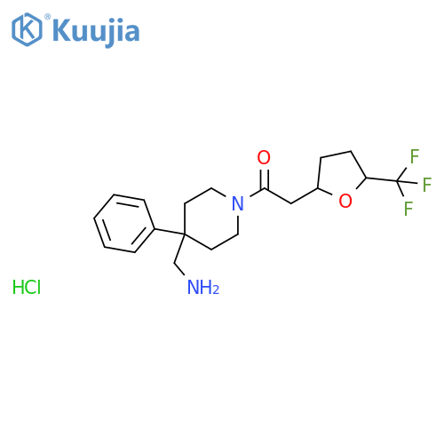 1-4-(aminomethyl)-4-phenylpiperidin-1-yl-2-5-(trifluoromethyl)oxolan-2-ylethan-1-one hydrochloride structure