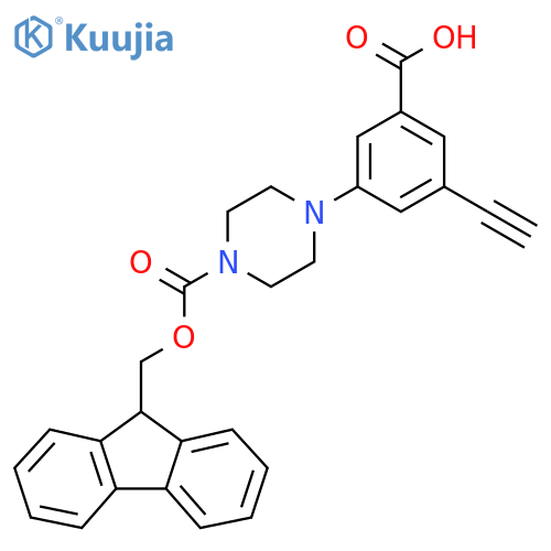 3-ethynyl-5-(4-{(9H-fluoren-9-yl)methoxycarbonyl}piperazin-1-yl)benzoic acid structure