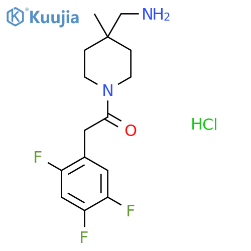 1-[4-(Aminomethyl)-4-methylpiperidin-1-yl]-2-(2,4,5-trifluorophenyl)ethanone;hydrochloride structure