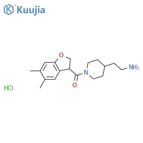 2-1-(5,6-dimethyl-2,3-dihydro-1-benzofuran-3-carbonyl)piperidin-4-ylethan-1-amine hydrochloride structure