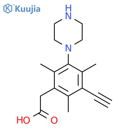 2-[3-Ethynyl-2,4,6-trimethyl-5-(piperazin-1-yl)phenyl]acetic acid structure