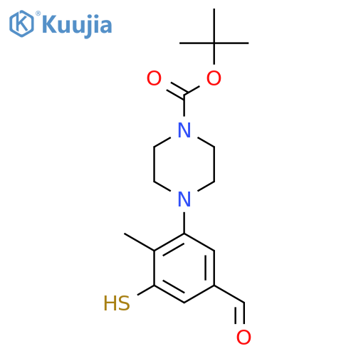 Tert-butyl 4-(5-formyl-2-methyl-3-sulfanylphenyl)piperazine-1-carboxylate structure
