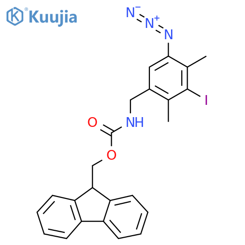 (9H-fluoren-9-yl)methyl N-(5-azido-3-iodo-2,4-dimethylphenyl)methylcarbamate structure