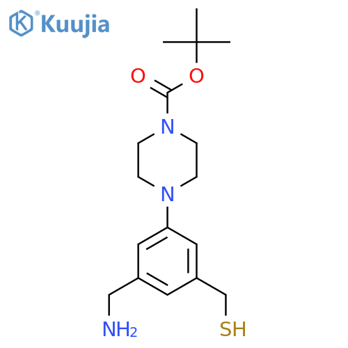 tert-butyl 4-3-(aminomethyl)-5-(sulfanylmethyl)phenylpiperazine-1-carboxylate structure