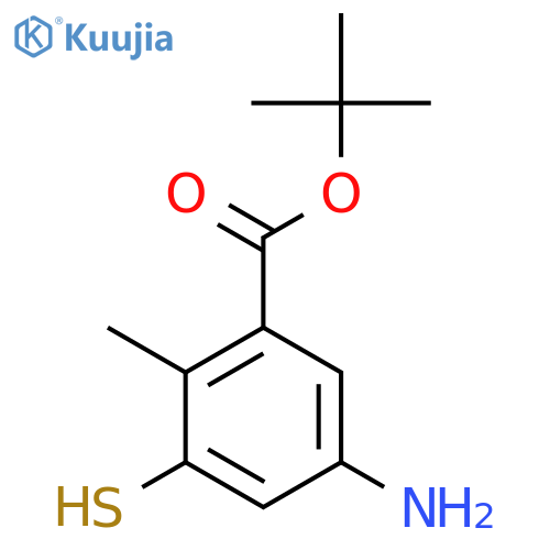 Tert-butyl 5-amino-2-methyl-3-sulfanylbenzoate structure