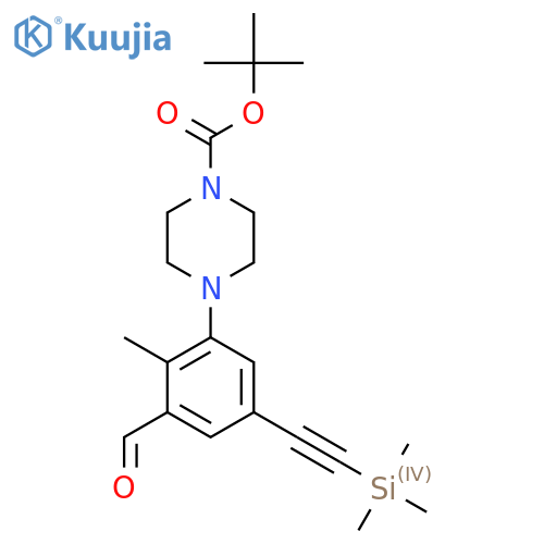 Tert-butyl 4-{3-formyl-2-methyl-5-[2-(trimethylsilyl)ethynyl]phenyl}piperazine-1-carboxylate structure