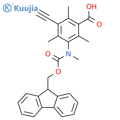 3-ethynyl-5-({(9H-fluoren-9-yl)methoxycarbonyl}(methyl)amino)-2,4,6-trimethylbenzoic acid structure