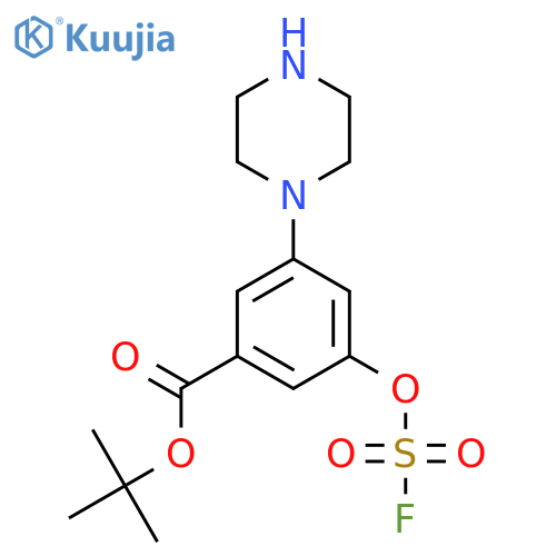 Tert-butyl 3-[(fluorosulfonyl)oxy]-5-(piperazin-1-yl)benzoate structure