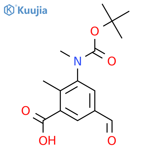 3-{(tert-butoxy)carbonyl(methyl)amino}-5-formyl-2-methylbenzoic acid structure