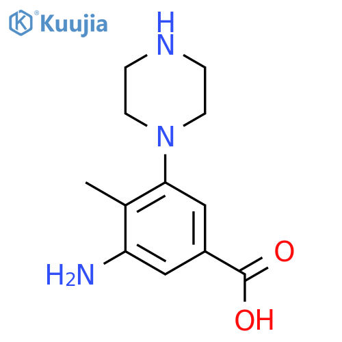 3-Amino-4-methyl-5-(piperazin-1-yl)benzoic acid structure