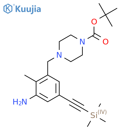 Tert-butyl 4-({3-amino-2-methyl-5-[2-(trimethylsilyl)ethynyl]phenyl}methyl)piperazine-1-carboxylate structure