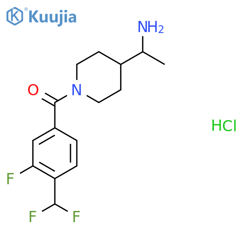 [4-(1-Aminoethyl)piperidin-1-yl]-[4-(difluoromethyl)-3-fluorophenyl]methanone;hydrochloride structure