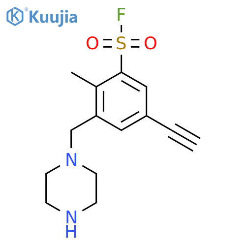 5-ethynyl-2-methyl-3-(piperazin-1-yl)methylbenzene-1-sulfonyl fluoride structure