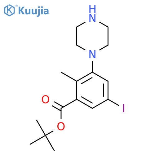 Tert-butyl 5-iodo-2-methyl-3-(piperazin-1-yl)benzoate structure