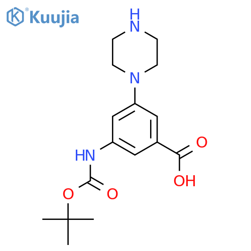 3-{[(Tert-butoxy)carbonyl]amino}-5-(piperazin-1-yl)benzoic acid structure