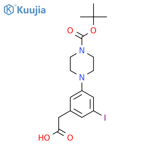 2-(3-{4-(tert-butoxy)carbonylpiperazin-1-yl}-5-iodophenyl)acetic acid structure