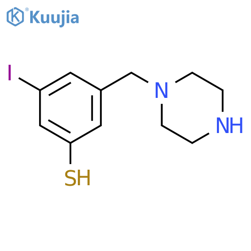 3-iodo-5-(piperazin-1-yl)methylbenzene-1-thiol structure