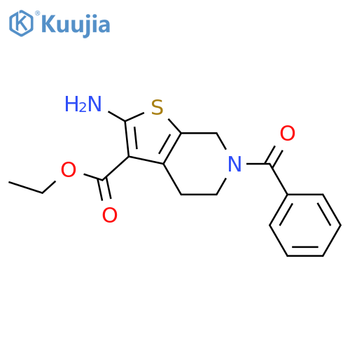 Ethyl 2-amino-6-benzoyl-4,5,6,7-tetrahydrothieno-2,3-cpyridine-3-carboxylate structure