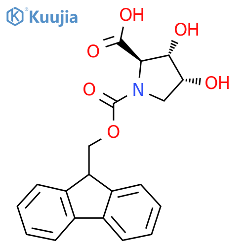 (2R,3S,4R)-1-{(9H-fluoren-9-yl)methoxycarbonyl}-3,4-dihydroxypyrrolidine-2-carboxylic acid structure