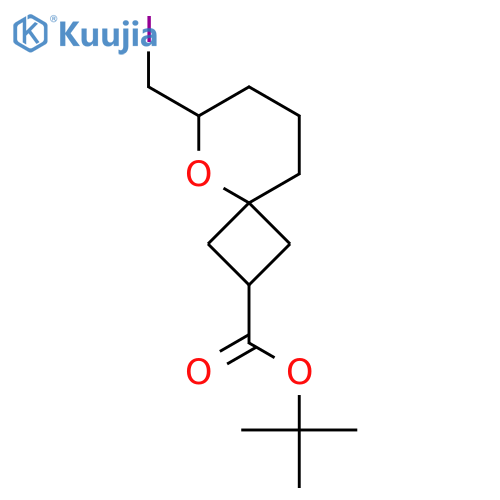 tert-butyl 6-(iodomethyl)-5-oxaspiro3.5nonane-2-carboxylate, Mixture of diastereomers structure