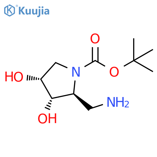 1-Pyrrolidinecarboxylic acid, 2-(aminomethyl)-3,4-dihydroxy-, 1,1-dimethylethyl ester, (2S,3S,4R)- structure
