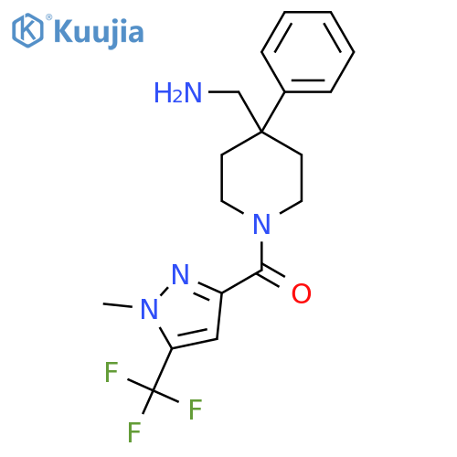 1-{1-1-methyl-5-(trifluoromethyl)-1H-pyrazole-3-carbonyl-4-phenylpiperidin-4-yl}methanamine structure