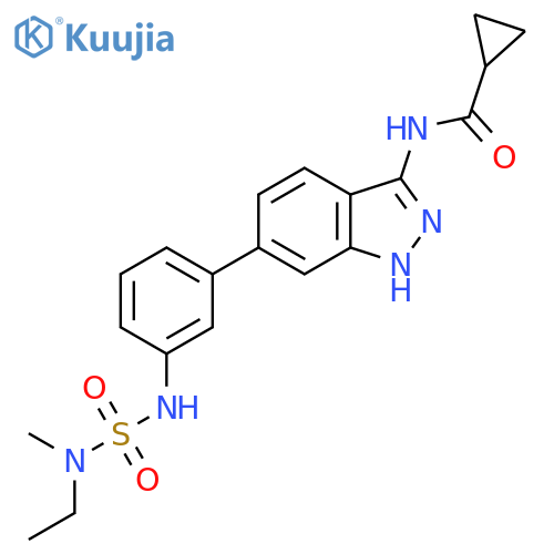 N-6-(3-{ethyl(methyl)sulfamoylamino}phenyl)-1H-indazol-3-ylcyclopropanecarboxamide structure