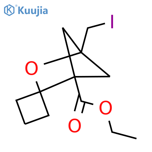 ethyl 4-(iodomethyl)-3-oxaspirobicyclo2.1.1hexane-2,1'-cyclobutane-1-carboxylate structure