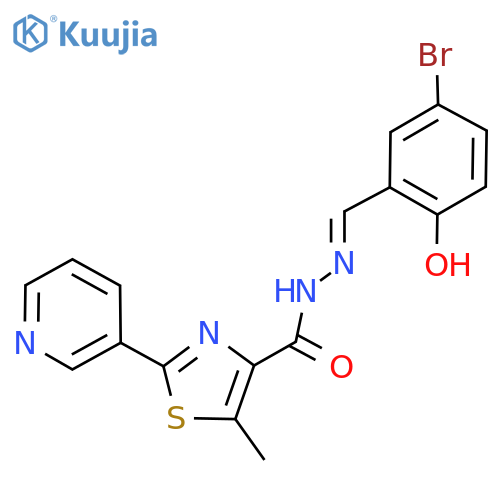 4-​Thiazolecarboxylic acid, 5-​methyl-​2-​(3-​pyridinyl)​-​, 2-​[(5-​bromo-​2-​hydroxyphenyl)​methylene]​hydrazide structure