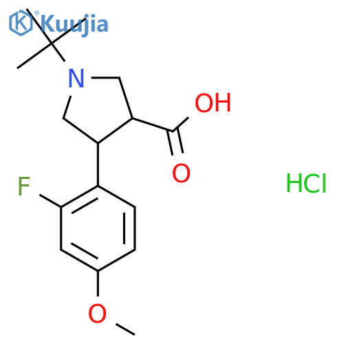 1-Tert-butyl-4-(2-fluoro-4-methoxyphenyl)pyrrolidine-3-carboxylic acid hydrochloride structure
