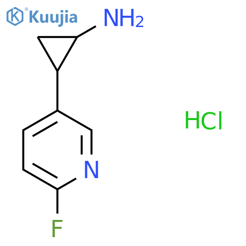 2-(6-Fluoropyridin-3-yl)cyclopropan-1-amine hydrochloride structure