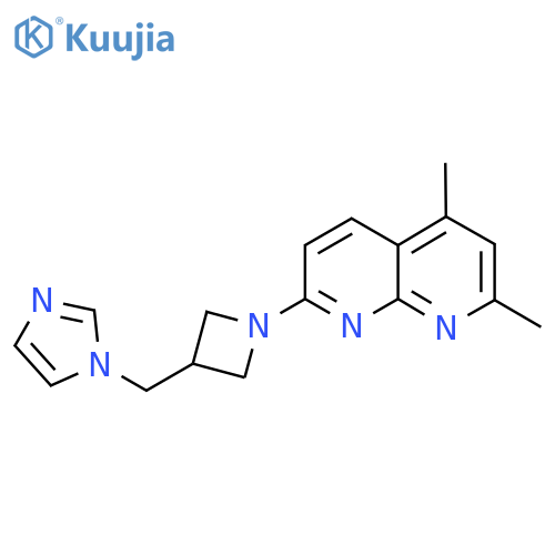 7-{3-[(1H-imidazol-1-yl)methyl]azetidin-1-yl}-2,4-dimethyl-1,8-naphthyridine structure