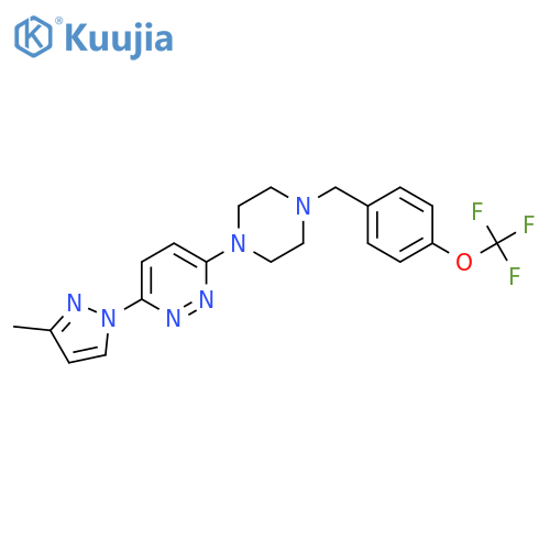 3-(3-methyl-1H-pyrazol-1-yl)-6-(4-{[4-(trifluoromethoxy)phenyl]methyl}piperazin-1-yl)pyridazine structure