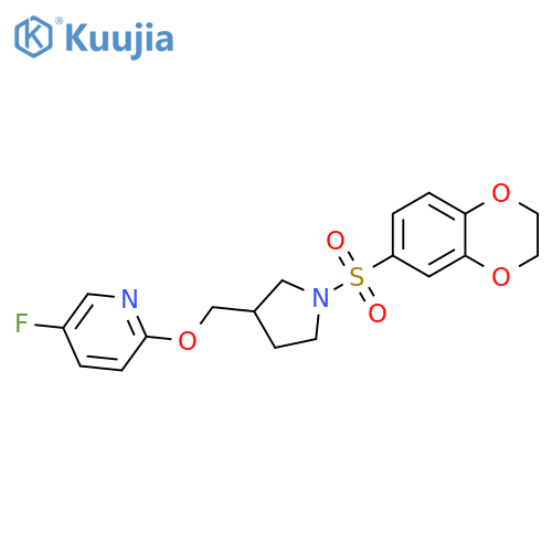 2-{[1-(2,3-dihydro-1,4-benzodioxine-6-sulfonyl)pyrrolidin-3-yl]methoxy}-5-fluoropyridine structure