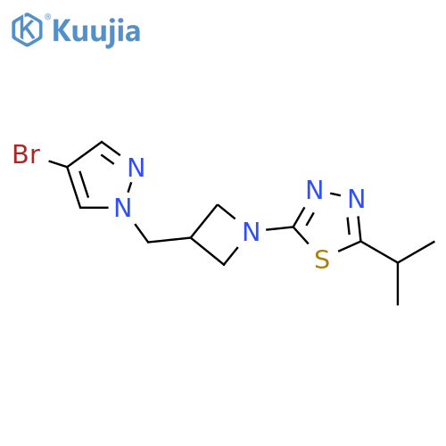 2-{3-[(4-bromo-1H-pyrazol-1-yl)methyl]azetidin-1-yl}-5-(propan-2-yl)-1,3,4-thiadiazole structure