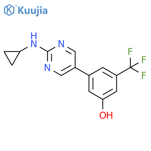 3-2-(cyclopropylamino)pyrimidin-5-yl-5-(trifluoromethyl)phenol structure