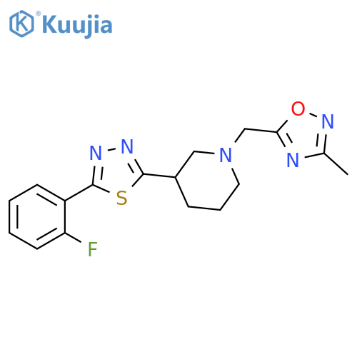 3-[5-(2-Fluorophenyl)-1,3,4-thiadiazol-2-yl]-1-[(3-methyl-1,2,4-oxadiazol-5-yl)methyl]piperidine structure