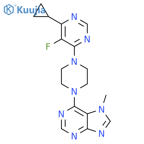 6-[4-(6-cyclopropyl-5-fluoropyrimidin-4-yl)piperazin-1-yl]-7-methyl-7H-purine structure