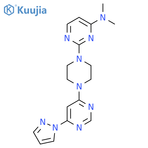 N,N-dimethyl-2-{4-[6-(1H-pyrazol-1-yl)pyrimidin-4-yl]piperazin-1-yl}pyrimidin-4-amine structure