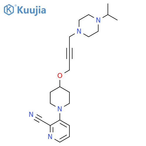 3-[4-({4-[4-(Propan-2-yl)piperazin-1-yl]but-2-yn-1-yl}oxy)piperidin-1-yl]pyridine-2-carbonitrile structure