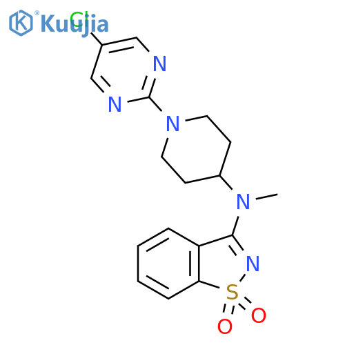 3-{1-(5-chloropyrimidin-2-yl)piperidin-4-yl(methyl)amino}-1,2-benzothiazole-1,1-dione structure