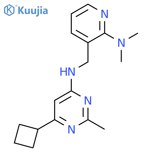 6-cyclobutyl-N-{[2-(dimethylamino)pyridin-3-yl]methyl}-2-methylpyrimidin-4-amine structure