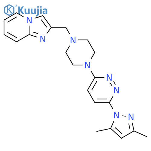 3-(3,5-dimethyl-1H-pyrazol-1-yl)-6-[4-({imidazo[1,2-a]pyridin-2-yl}methyl)piperazin-1-yl]pyridazine structure