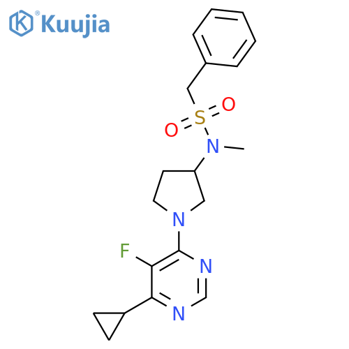 N-[1-(6-cyclopropyl-5-fluoropyrimidin-4-yl)pyrrolidin-3-yl]-N-methyl-1-phenylmethanesulfonamide structure